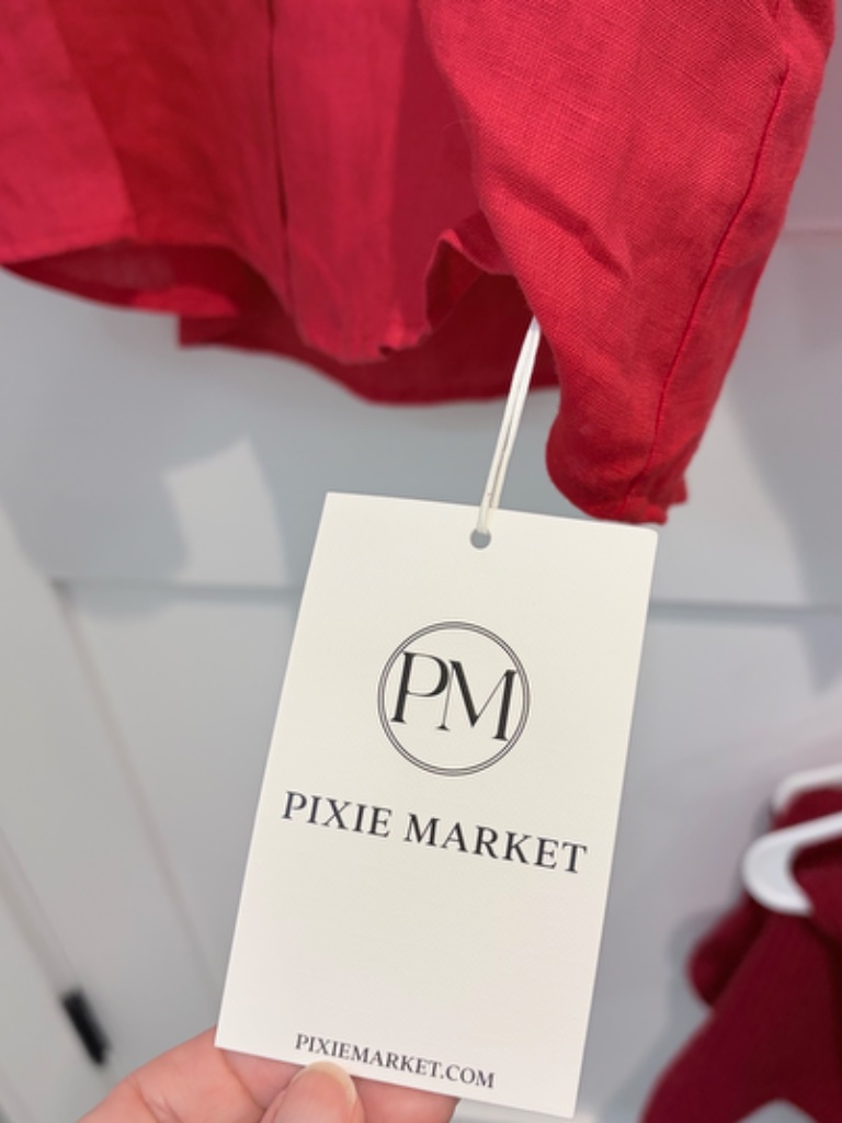 Pixie Market Red Linen Button Down Shirt Xs But Would Fit S, M, Or Large Nwt — image 3 of 7